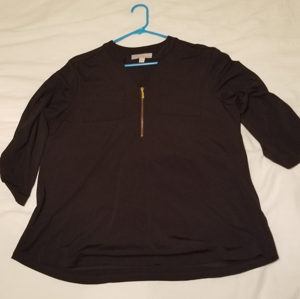 Black half zip blouse